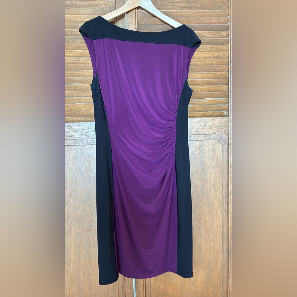 Ralph Lauren One Shoulder Dress in Purple and Black